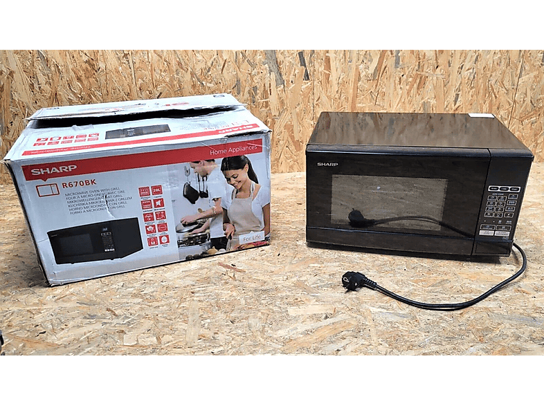 Microondas libre instalación - Sharp R670BK, 800 W, 10 potencia, 20 l, Negro