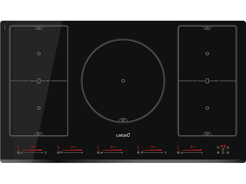 Placa de inducción - Cata 08024402, 5 zonas, 900 mm, Negro.