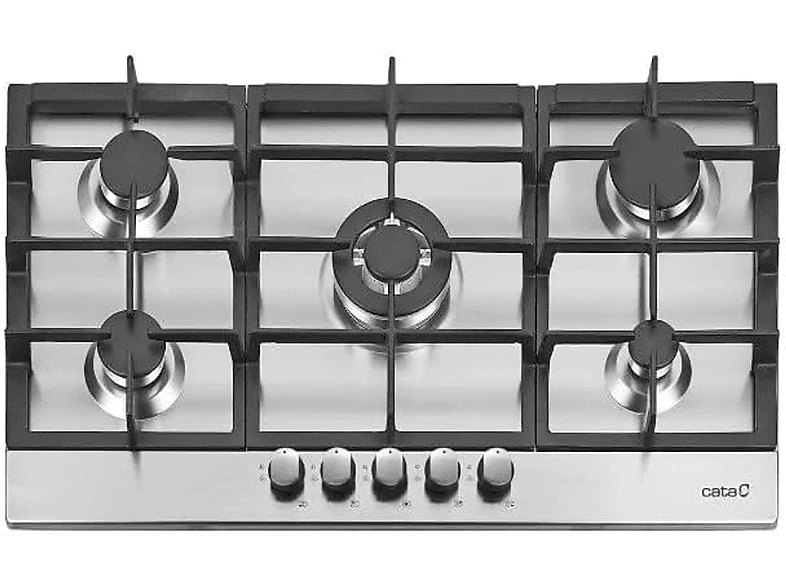 Placa de gas - Cata LGI 9041 X, 5 zonas, Gas Natural, 680 mm, Inox