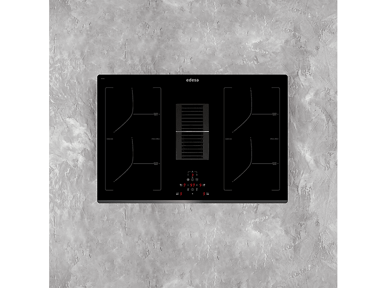 Placa de inducción - Edesa 922272058, 4 zonas, 770 mm, Negro