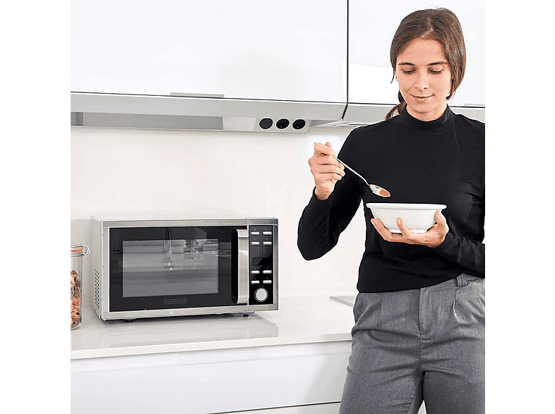 Microondas libre instalación - Black & Decker ES9700040B, 1000 W, 10 potencia, 25 l, Gris