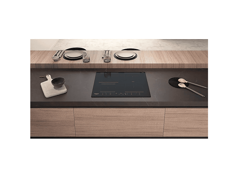 Placa de inducción - Hotpoint HB 4860B NE, 4 zona(s) zonas, 590 mm, Black