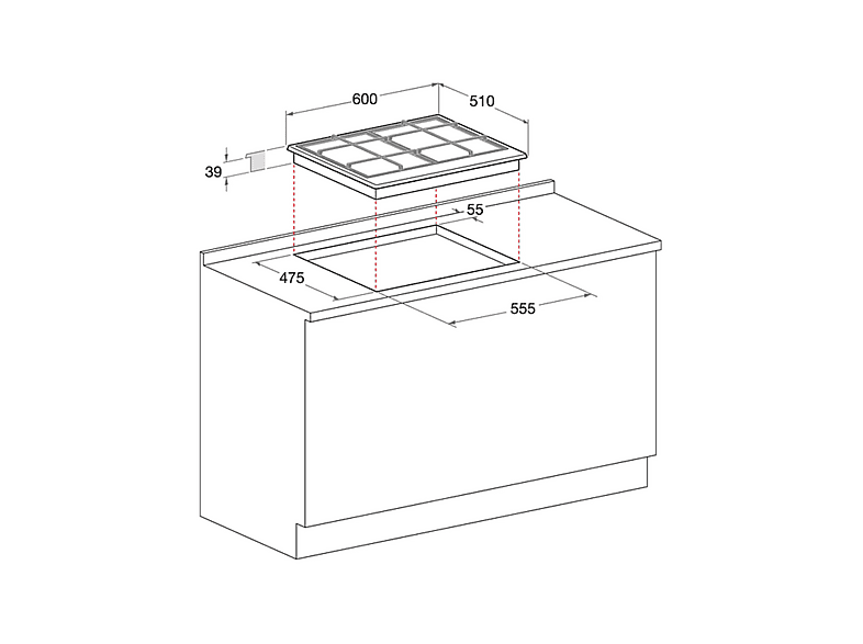 Placa de gas - Hotpoint PCN 642 T/IX/HA, 4 zonas, NG + LPG (Propane/Butane), 60 cm, Acero inoxidable