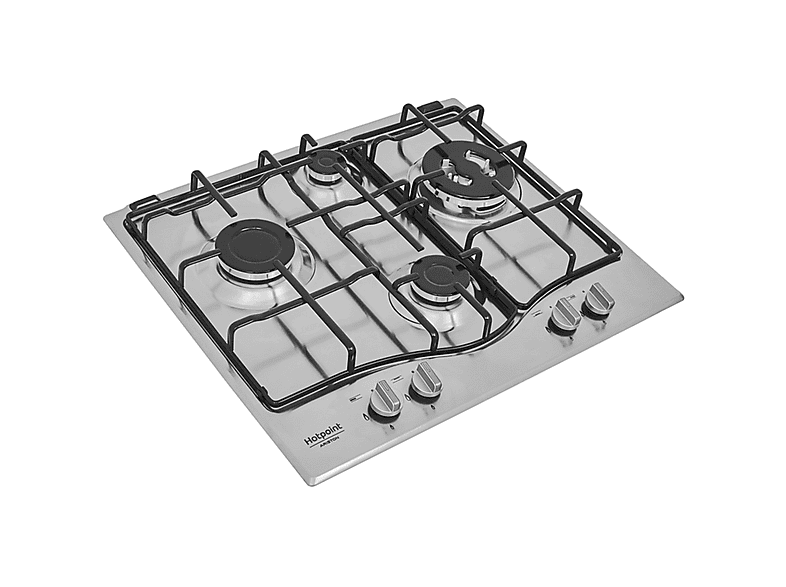 Placa de gas - Hotpoint PCN 642 T/IX/HA, 4 zonas, NG + LPG (Propane/Butane), 60 cm, Acero inoxidable