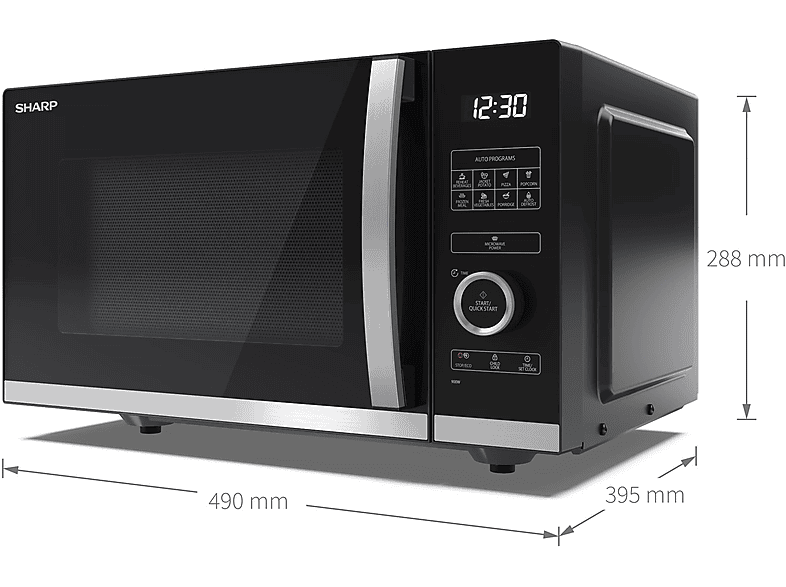 Microondas libre instalación - Sharp 23480-56, 1000 W, 10 potencia, 25 l, Rojo