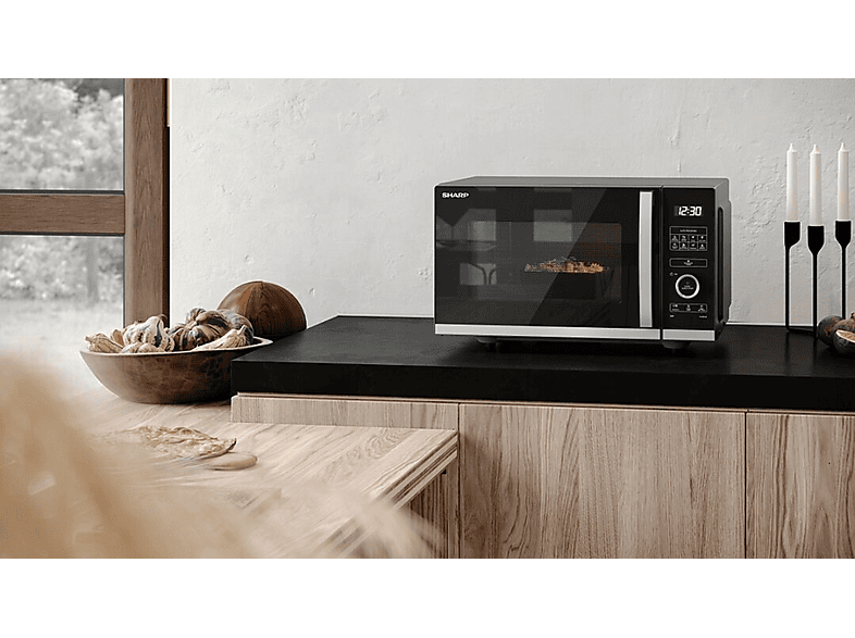 Microondas libre instalación - Sharp 23480-56, 1000 W, 10 potencia, 25 l, Rojo