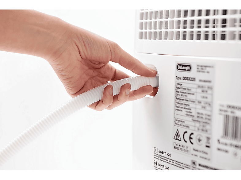 Deshumidificador - De Longhi, De'Longhi DDSX220, 436 W, Extracción 20 l/día, Capacidad 5 l, Superficie 90 m³, Programable, 3 velocidades, Blanco