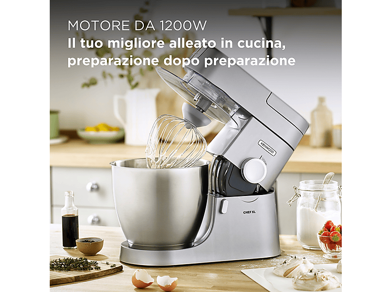 Robot amasador - Kenwood KVL4110S, 1200 W, 6,7 l, Plata