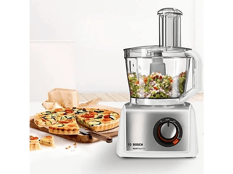 Robot de cocina - Bosch MC812W620, 1,100 W, Translúcido, Blanco