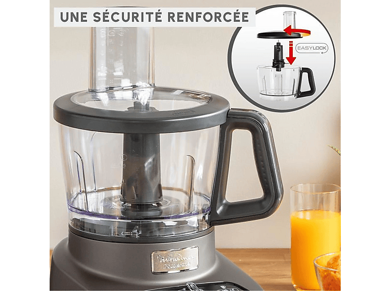 Robot de cocina - Moulinex FP825E10, 1000 W, 3 l, Negro, Gris