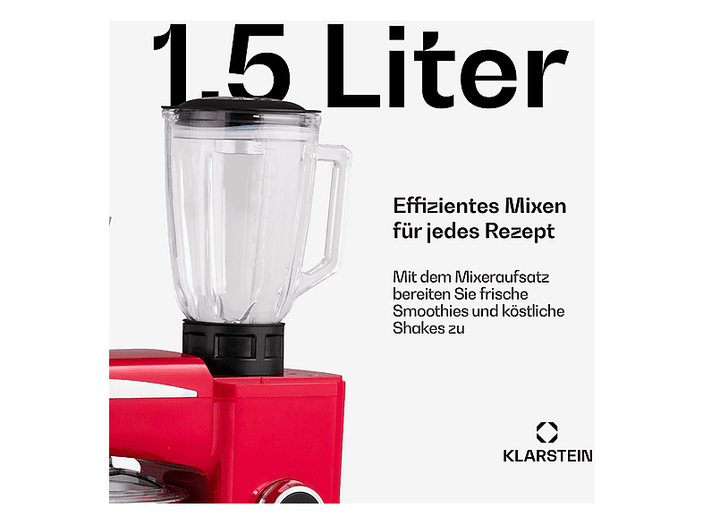 Robot de cocina - Klarstein TKC5-RenataRed, 2000 W, 10 l, Inox