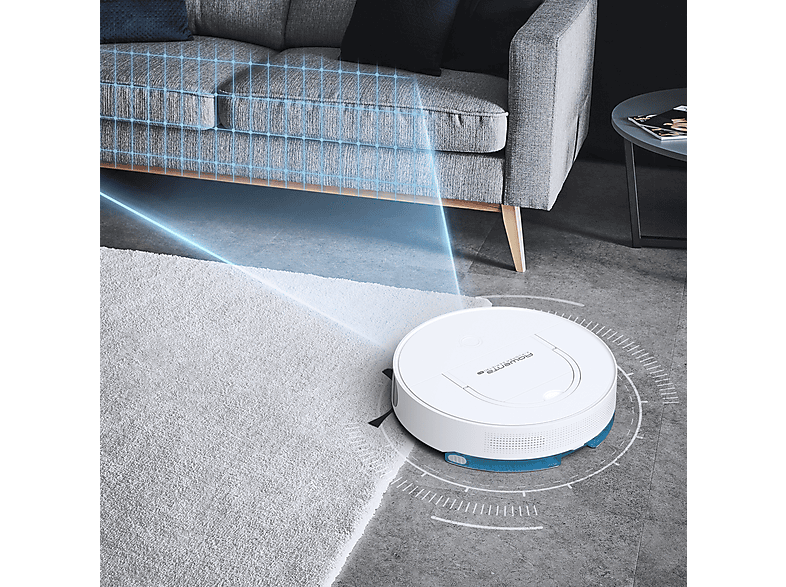 Robot aspirador - Rowenta RR9077WH, Depósito 0,5 l, Autonomía 120 min, Blanco