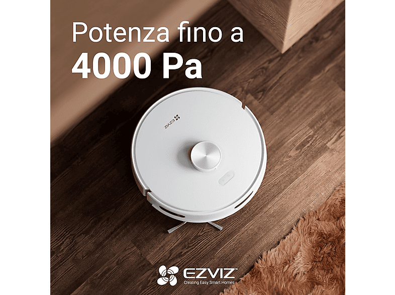 Robot aspirador - EZVIZ CS-RE4P, 45 W, Potencia de succión 4 kPa, Depósito 350 l, Autonomía 240 min, Blanco