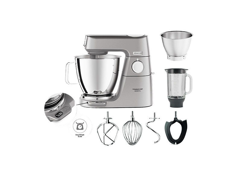Robot amasador - Kenwood KVL85124SI, 1200 W, 7 l, Acero inoxidable