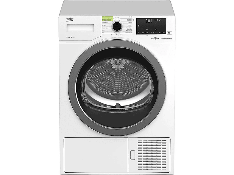 Secadora de condensación - Beko DH 9532 GAO, Bomba de calor, 1 kg, 15 programas, Blanco