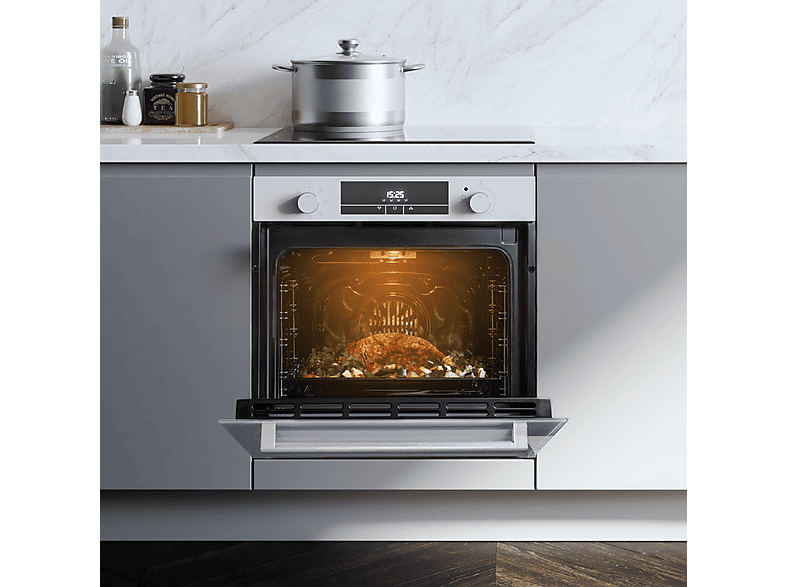 Horno multifunción - Cecotec Bolero Hexa M226000 Glass White  A, Montaje en Pared, Hidrolítica, 71 l, 57,9 cm, Blanco
