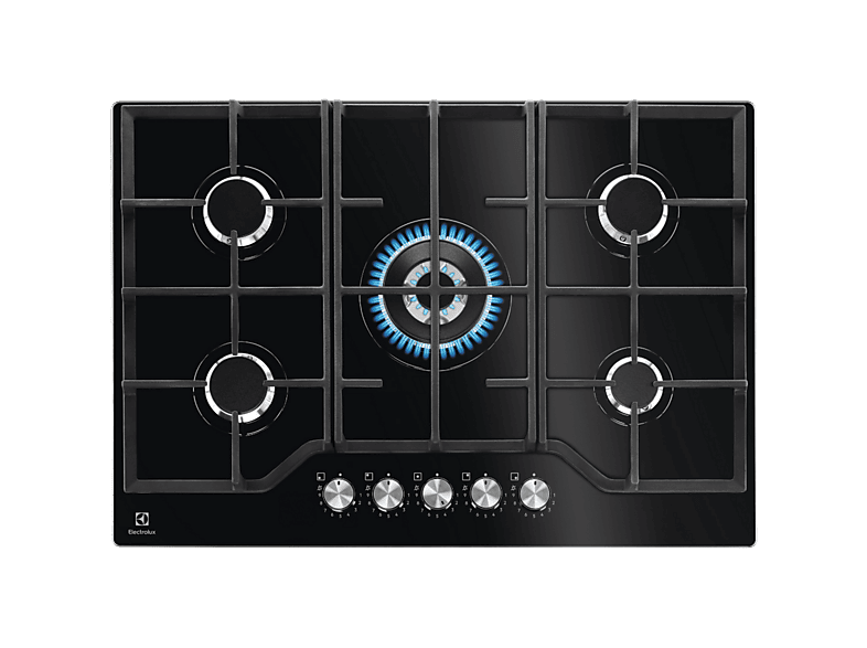 Placa de gas - Electrolux KGG75362K, 5 zonas, Gas Natural, 740 mm, Negro