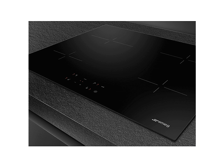 Placa de inducción - Smeg SMESE264TD1, 4 zonas, 60 cm, Negro