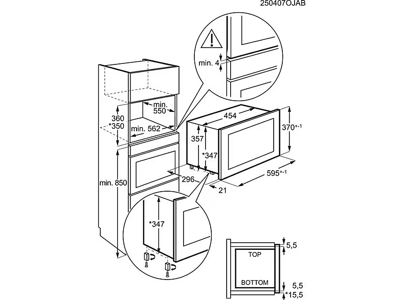 Microondas integrable - AEG MBB1756SEW, 800 W, 5 niveles, Control táctil, 17 l, Blanco