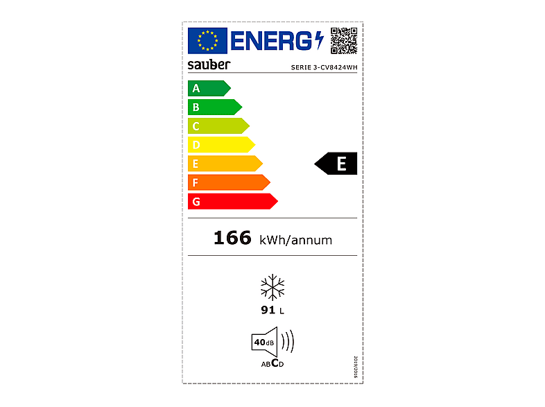 Congelador vertical - Sauber SERIE 3-CV8424WH, 81 l, 85 cm, Blanco