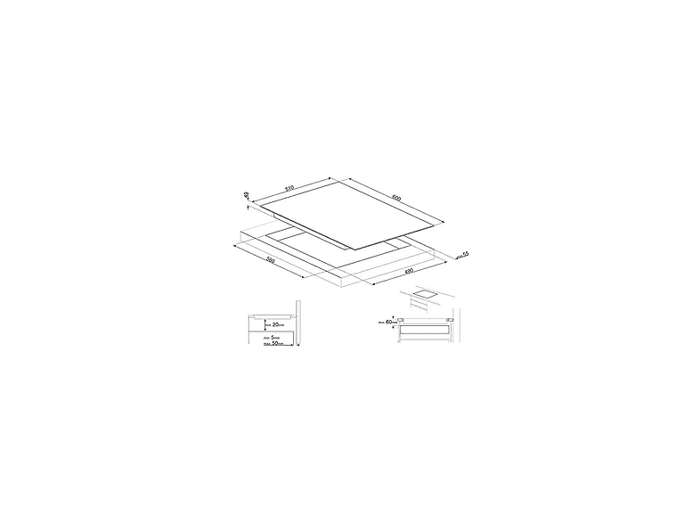 Placa de inducción - Smeg SI5632D, 3 zonas, 60 cm, Negro