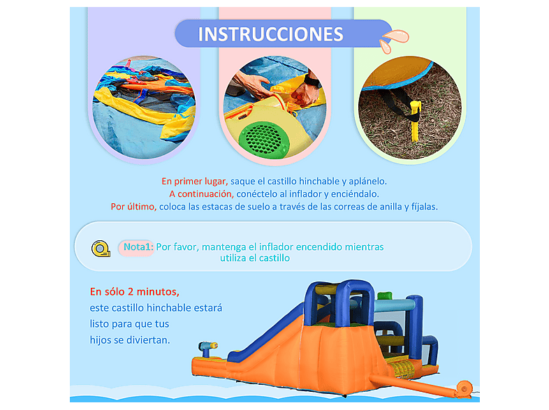 Castillo hinchable infantil - Outsunny 346-010V90MX, a partir de 5 año(s), Multicolor