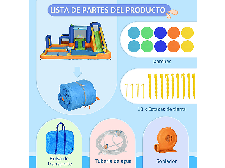 Castillo hinchable infantil - Outsunny 346-010V90MX, a partir de 5 año(s), Multicolor