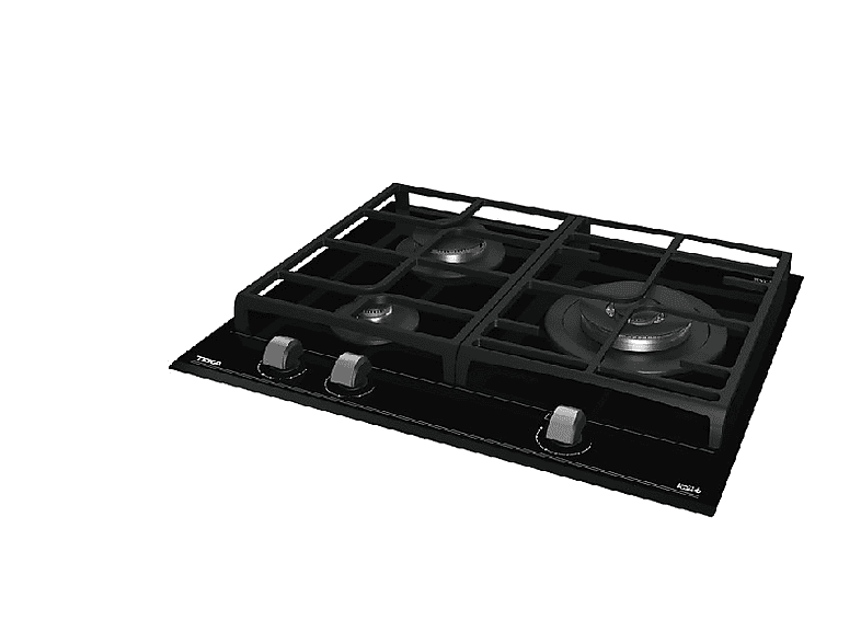 Placa de gas - Teka GZC 63310 XBB, 3 zonas, Gas butano, ExactFlame, 60 cm, Negro