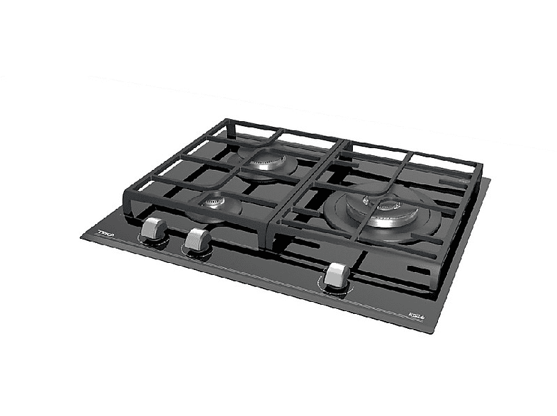 Placa de gas - Teka GZC 63310, 3 zonas, Gas natural, ExactFlame, 60 cm, Negro