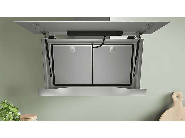 Campana decorativa - Bosch DWK91LT20, 3 velocidades, 441 m³/h, 890 mm, cristal blanco