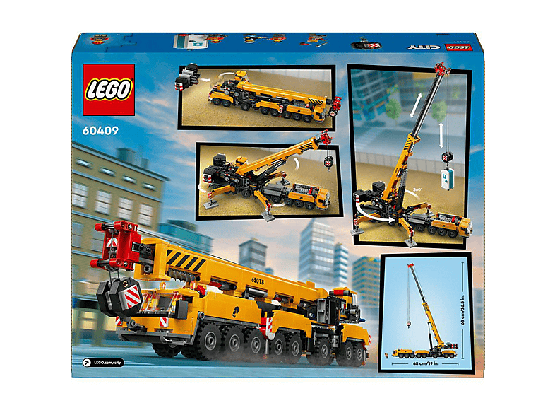 Juego de construcción - LEGO City Grúa de Obra Móvil Amarilla Set de construcción de juguete, regalo para niños 60409, edad recomendada: 9 año(s)