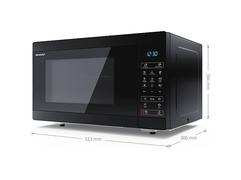 Microondas - Sharp YC-MG81E-B, 11 potencia, 28 l, Negro