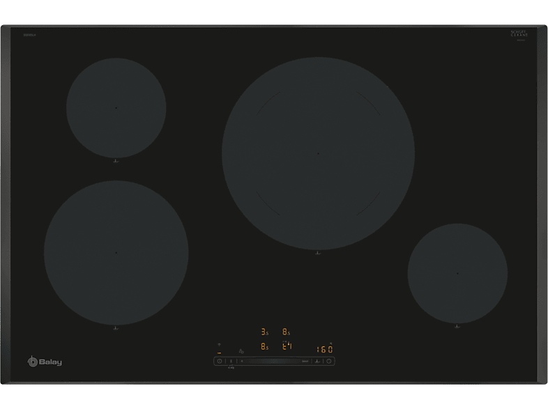 Placa inducción - Balay 3EB985LH, 4 zonas, 802 mm, Negro