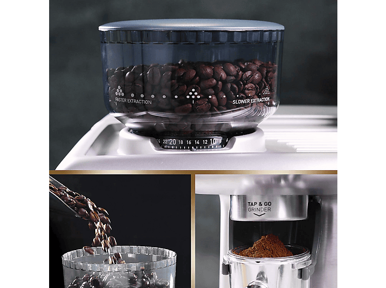 Cafetera express - Breville VCF126X, Con Molinillo, 15 bares, Hasta 2 tazas, Depósito 2.8l, Vaporizador, Plata
