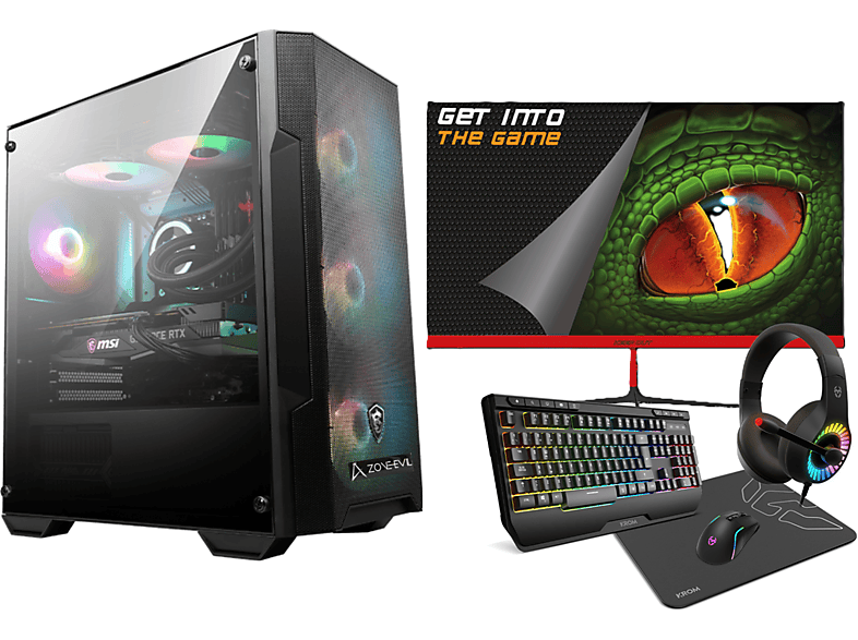 Pack PC Gaming - Zone Evil 24A520R5V7321TBPACK24, AMD Ryzen 5 4650G, 32 GB RAM, 1 TB SSD, Radeon™ Onboard Graphics, Sin sistema operativo, Negro