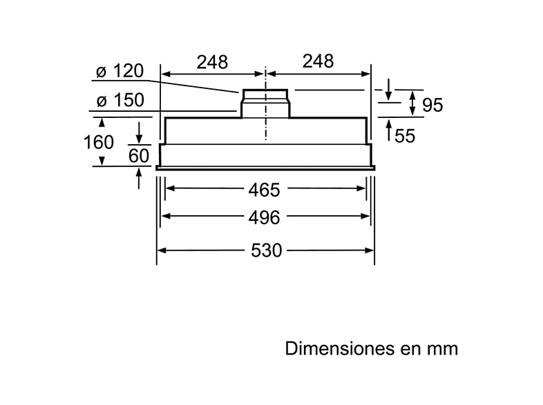 Campana grupo filtrante - Bosch DHL555BL, De pared, 590 m³/h, 53 cm, 206 W, 3 velocidades, Blanco