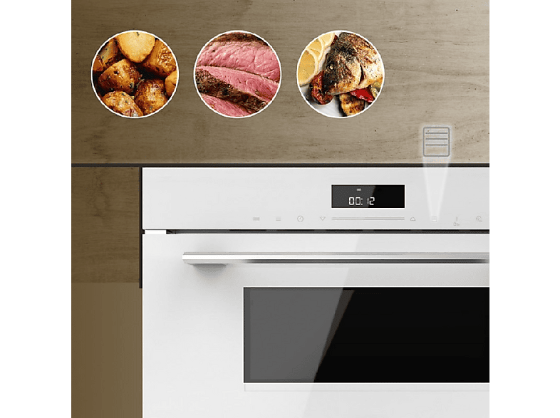 Microondas integrable - Cecotec Bolero Hexa MW703800 Glass White, 1450 W, 1 l, Blanco