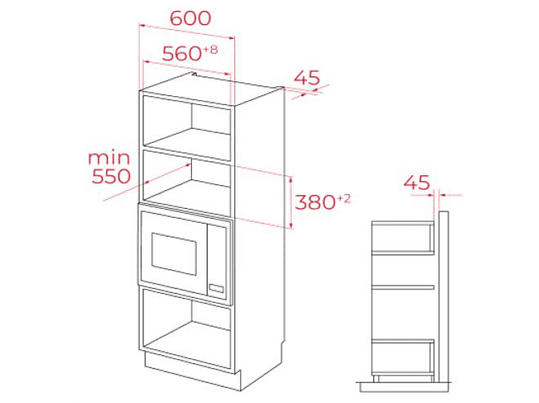 Microondas - Teka MLEG 820 FI FULL BLACK, 1 kW, 5 potencia, 20 l