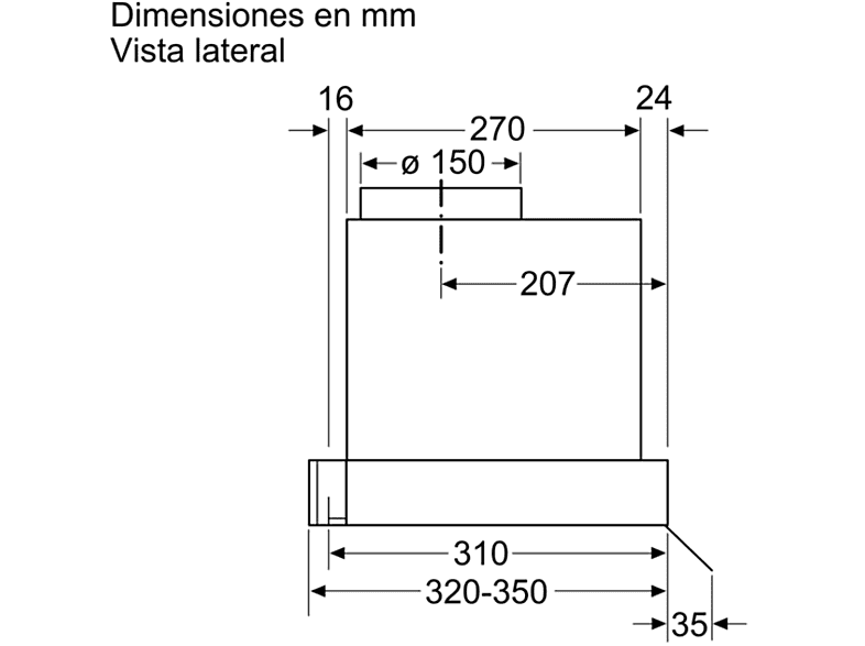Campana grupo filtrante - Balay 3BD896MX, Decorativa, De pared, 620 m³/h, 250 W, 70 dB, Clase A, Inox