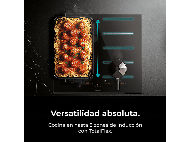 Placa de inducción - Cecotec Bolero Squad I 4800 TotalFlex, 4 zone(s) zonas, 59 cm, Negro