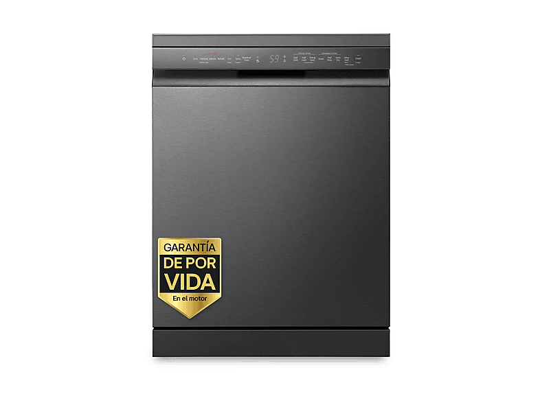 Lavavajillas libre instalación 60 cm - LG DF365FMS.ABMQEES, 14 servicios, 10 programas, 600 mm, Acero negro grafito antihuellas