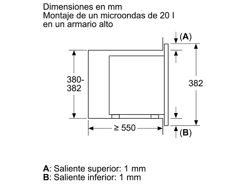 Microondas integrable - Balay BAL3CG6142B4, 800 W, 5 potencia, 20 l, Blanco
