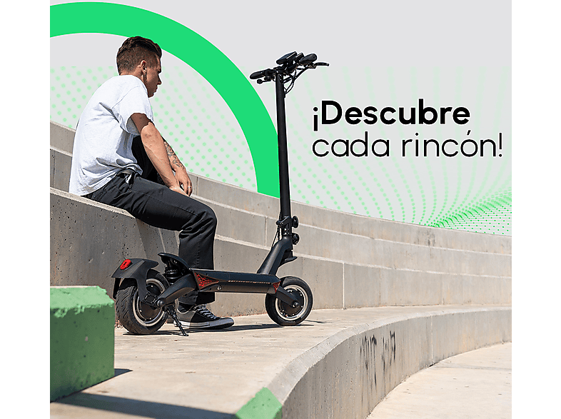 Patinete eléctrico - Youin XLMAX - Doble Susp, FRENOS HIDRÁULICOS - Homologado DGT, Pot. máx. 1200 W, Carga máx. 120 kg, 20000 mAh, Negro