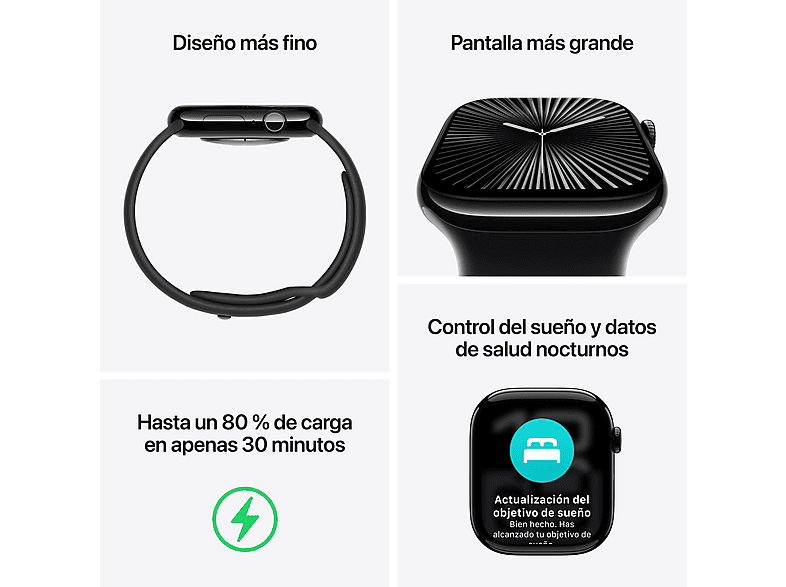 Apple Watch - Apple APPLE WATCH S10 46 SL TI SL ML SM CEL-YPT, 140 a 245 mm, Titanio, Pizarra