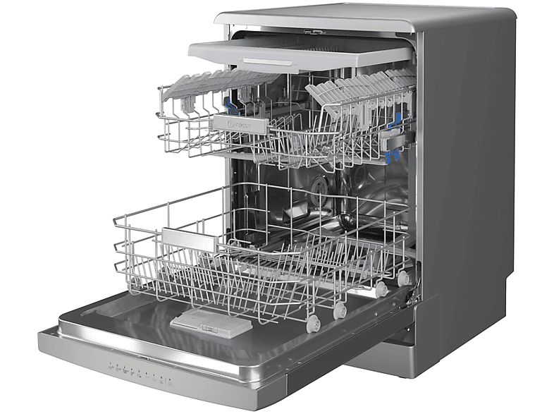 Lavavajillas - Indesit DFO 3T133 A F X, 13 servicios, 9 programas, 60 cm, Inox