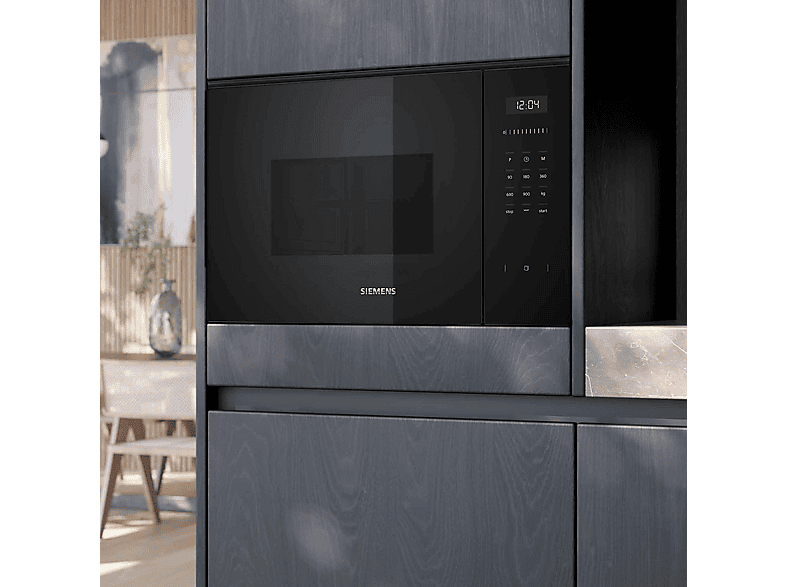 Microondas con grill - Siemens BE555LMB1, 900 W, 5 potencia, 25 l, Black