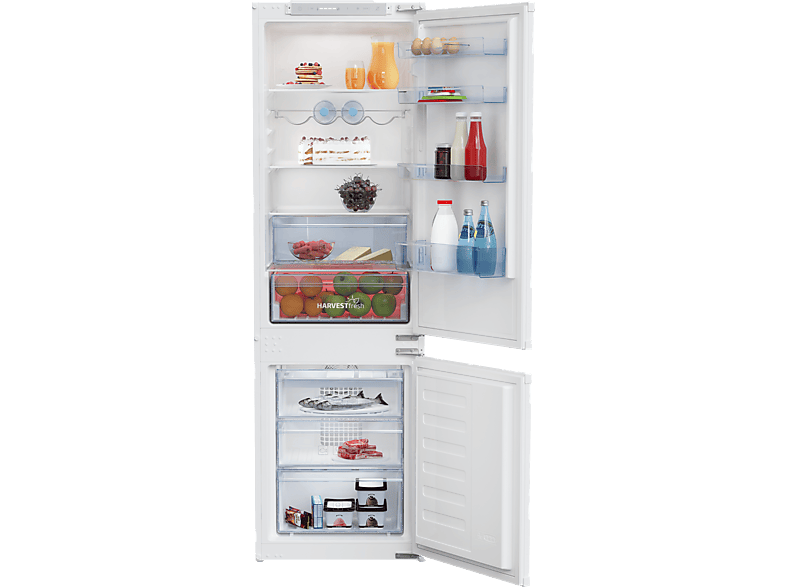 Frigorífico combi integrable - Beko BCHA275E4SN, Semi No Frost, 177.5 cm, 262 l, Tecnología Harvest Fresh, Sin panelar