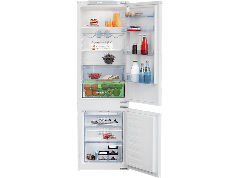 Frigorífico combi integrable - Beko BCHA275E4SN, Semi No Frost, 177.5 cm, 262 l, Tecnología Harvest Fresh, Sin panelar
