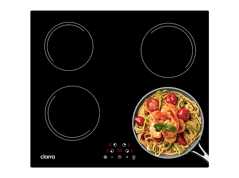 Placa de inducción - Ciarra VM4BIH-E, 4 zonas, 590 mm, negro