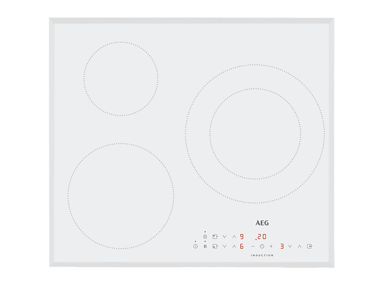 Placa de inducción - AEG Serie 5000 Fast & Powerful IKB63300FW, zonas, 590 mm, Blanco